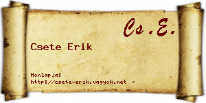 Csete Erik névjegykártya